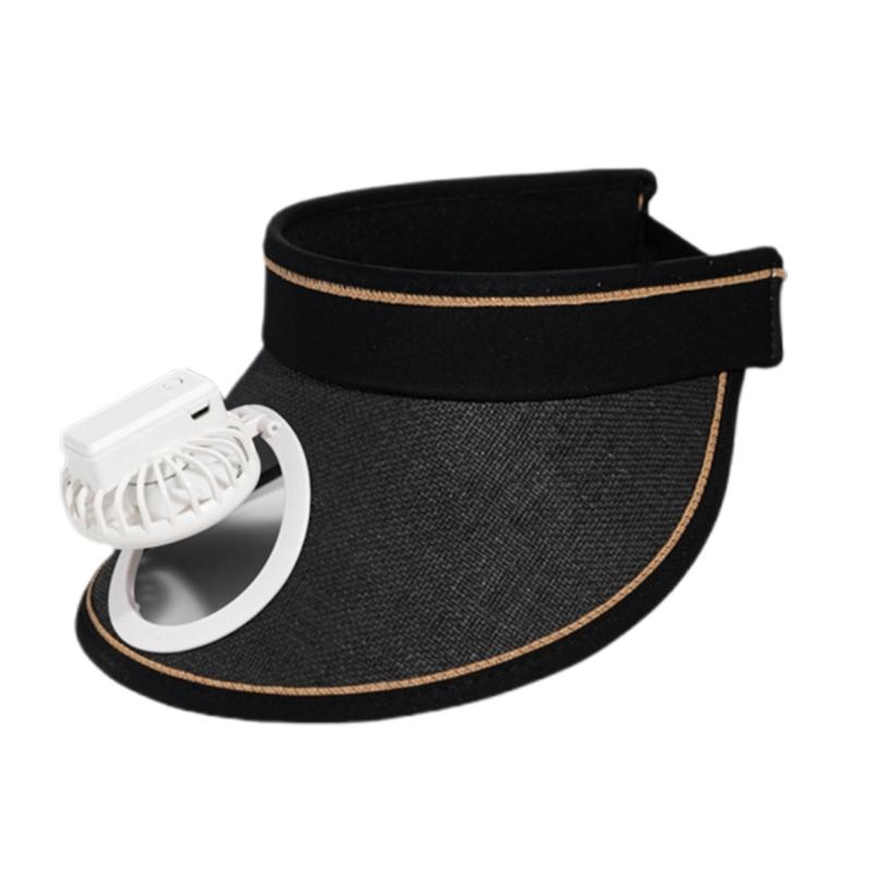

Summer Sun Visors for Men Women with Charging Fan for Camping Climbing чорний