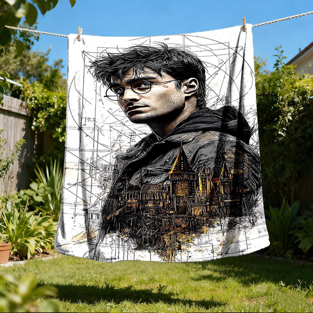 

1pc Harry Potter Outdoor Flannel Throw Blanket Soft, Lightweight & Warm for Sofa, Office 80x120cm