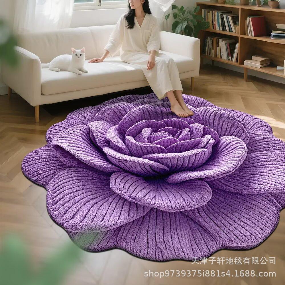 3D Flower Living Room Decoration Carpet Bedroom Bedside Carpet Bathroom Absorbent Mat