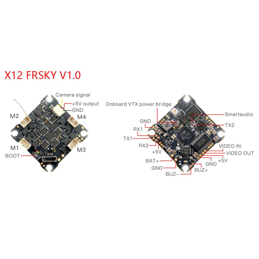 HappyModel X12 5-IN-1-Flugcontroller Eingebauter 12A ESC und OPENVTX unterstützt 1-2s ELRS für FPV-Renndrohnen
