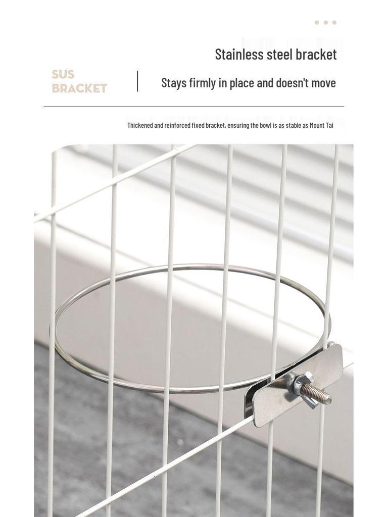 304 Stainless Steel Anti-Spill Hanging Pet Food Bowl for Cages