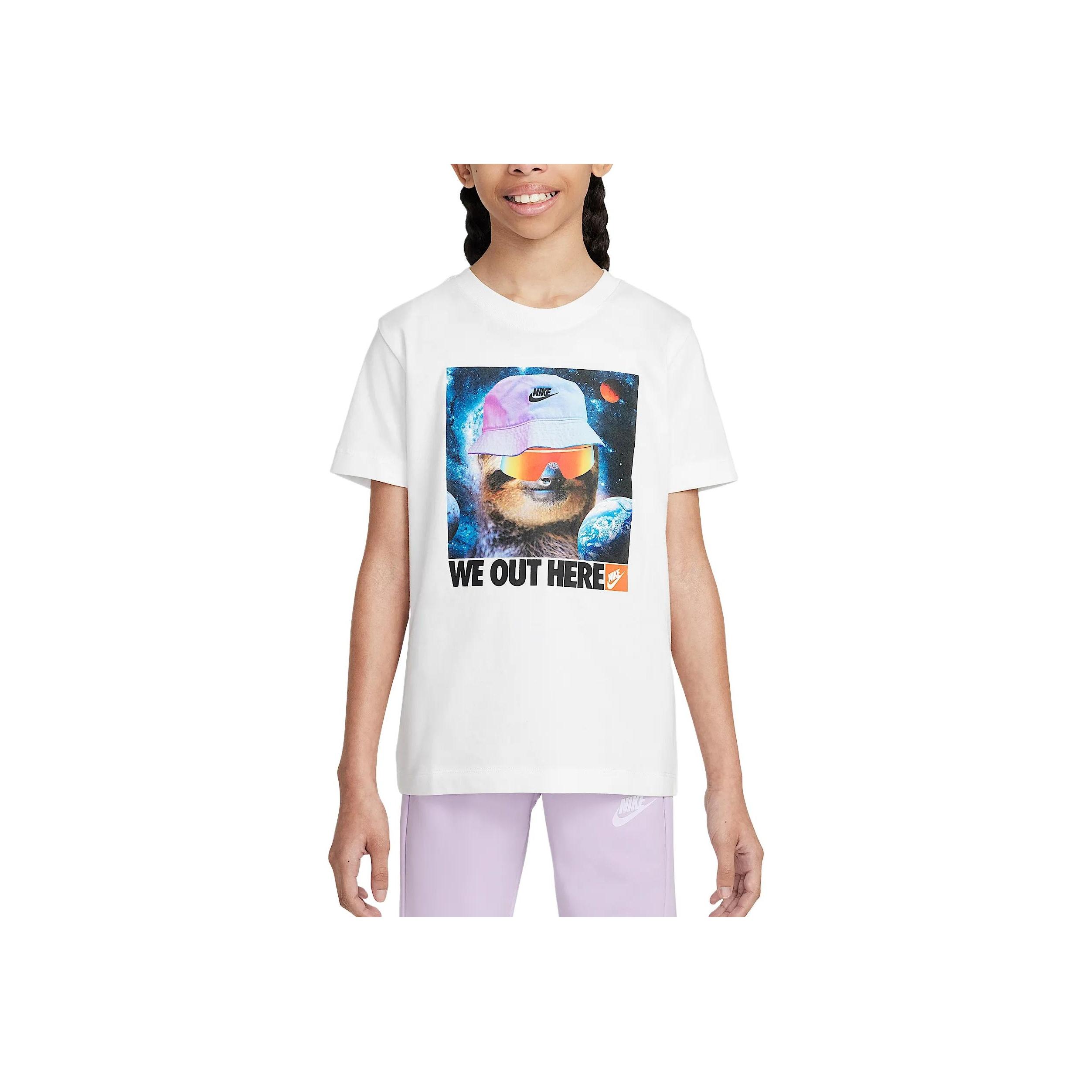 Nike Sportswear T-Shirt Fashion Comfortable Simple Versatile Short Sleeve Kids tops White HQ3228-100 L