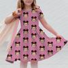 Disney Mickey Mouse Minnie Print Summer Dress Kids Girl Clothes Sweet Desserts Short Sleeve Casua Fashion Birthday Girl Dress
