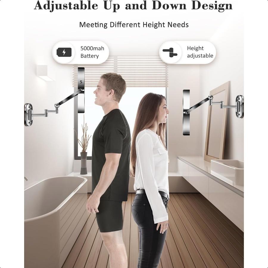 9 Wall Mounted Makeup Mirror with Light 20X 1X Height Adjustable Double Sided Magnifying Bathroom Lighted Mirror 3 Color Touch