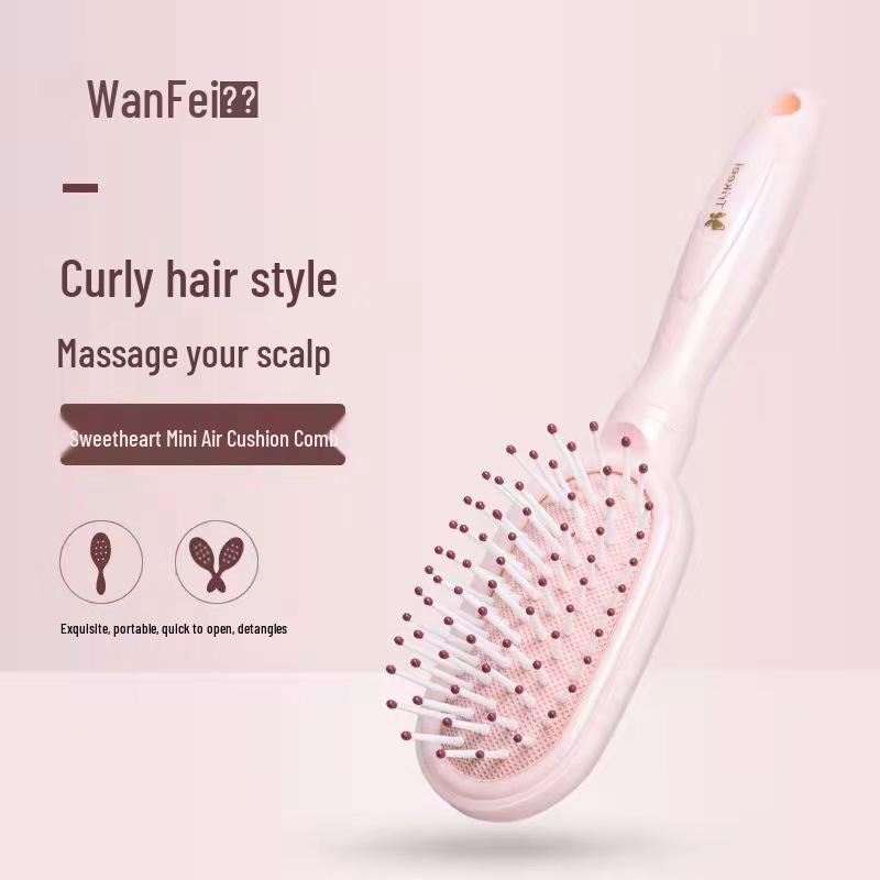Wanfei Children s Pink Anti-static Hair Styling Comb with Massage Air Cushion 184x45mm
