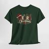 Merry Christmas Typography Tee | Santa Hat, Reindeer Antlers, Holly Accents