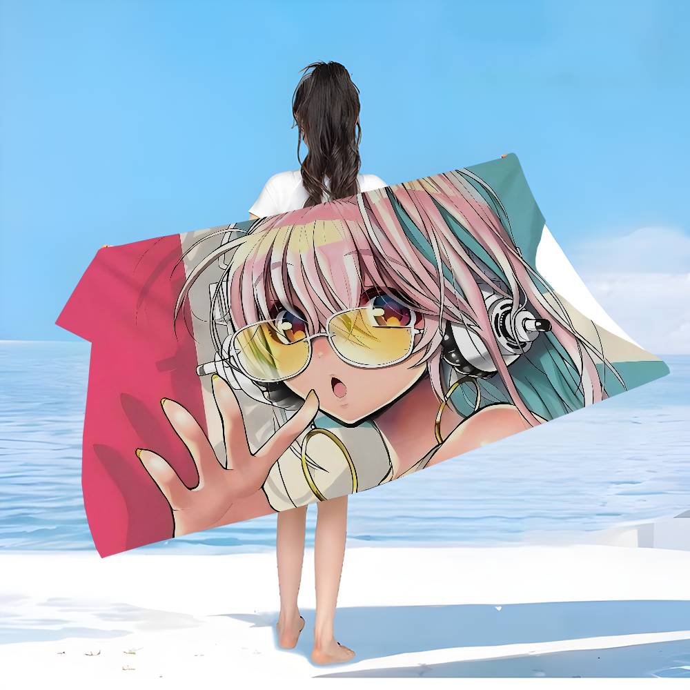 Virtual Idol Super S-Sonico Beach Towel Colorful Bath Towels For Girl Microfiber Quick Dry Sand Free Beach Yoga Gym Pool