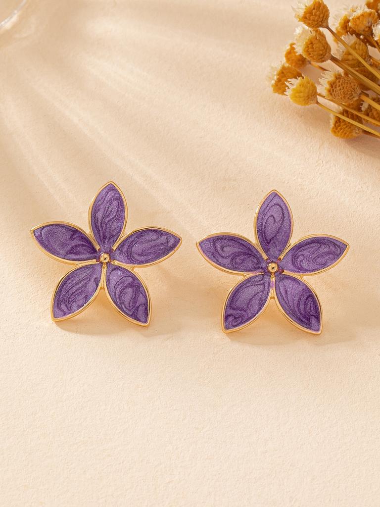 Flower Enamel Glaze Stud Earrings Female Japanese And Korean Simple Fashion Petal Temperament Earrings