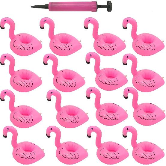 Inflatable Drink Holder, 20 Packs Flamingos Floats Inflatable Cup Floating Coasters for Summer Swimming Pool Party (20 Packs)