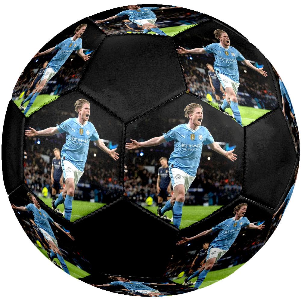 Kevin De Bruyne Size 5 Soccer Ball, Machine-Stitched PVC, Durable & High Bounce, All Ages Fit, fan merchandise, matches & outdoor use.