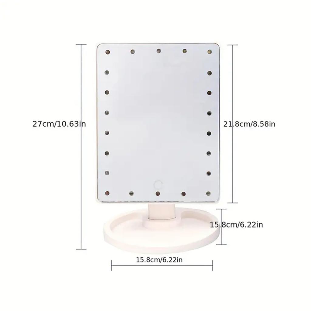 1 Polished Battery Powered LED Makeup Mirror Low Sensitivity Luminous Makeup Mirror with 180 ° Rotation and Touch Screen