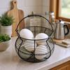 Small Egg Basket Vintage Woven Storage Stand with Handle Counter Egg Holder for Kitchen Picnic Farmhouse Harvest Easter