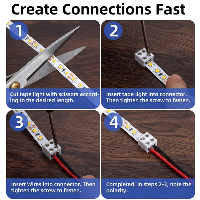 LED Light Adapter Connector Sturdy LED Connector 8mm User-Friendly LED Light Connectors Versatile LED Strip Light Connectors &