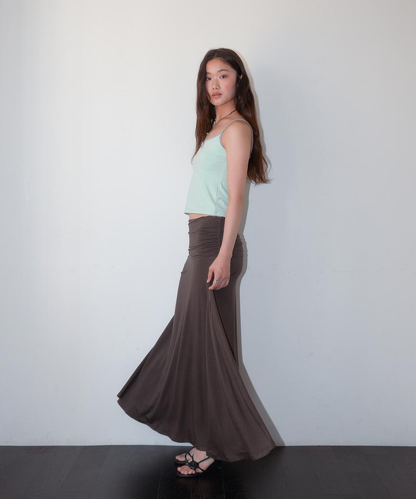 Hombadittingjeu Cotton Shirring Long Skirt (Brown)