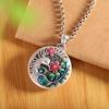 Sterling Silver Phoenix & Plum Blossom Enamel Cloisonné Long Necklace Pendant for Women