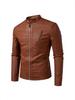 Men's Trendy PU Leather Motorcycle Jacket - Cross-Collar, Korean Style, Casual Spring/Autumn Coat
