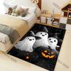 Cute Ghost Pumpkin Head Halloween Theme Carpet for Living Room Bedroom Bedside Floor Mat Cloakroom Sofa Area Rug for Gifts