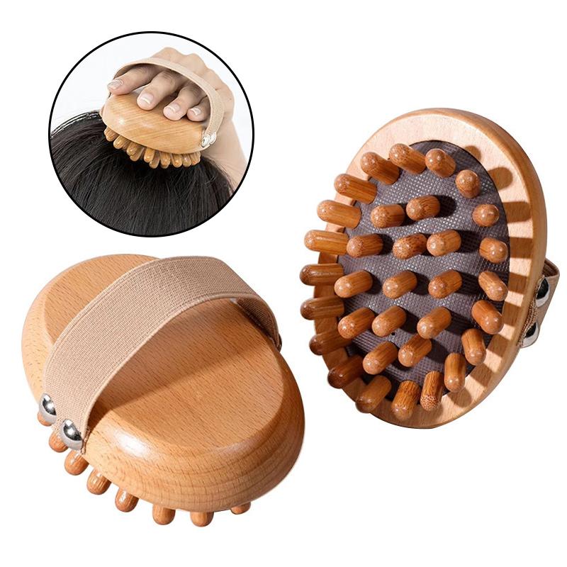 Spazzola per Massaggio Testa Corpo Spazzola Corpo Anticellulite Legno Olio Essenziale Spa Massaggio Pettine per Capelli Spazzola Massaggio Cuoio Capelluto Massaggiatore Corpo