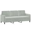 3 Piece Sofa Set with Cushions Light Grey Velvet