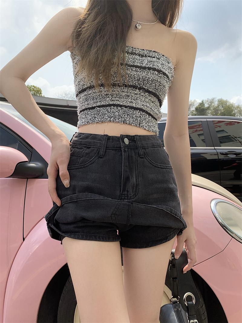 

2023 Женские джинсовые юбки-шорты с высокой талией А-силуэта — Летний стиль, защищающий от воздействия внешней среды Large