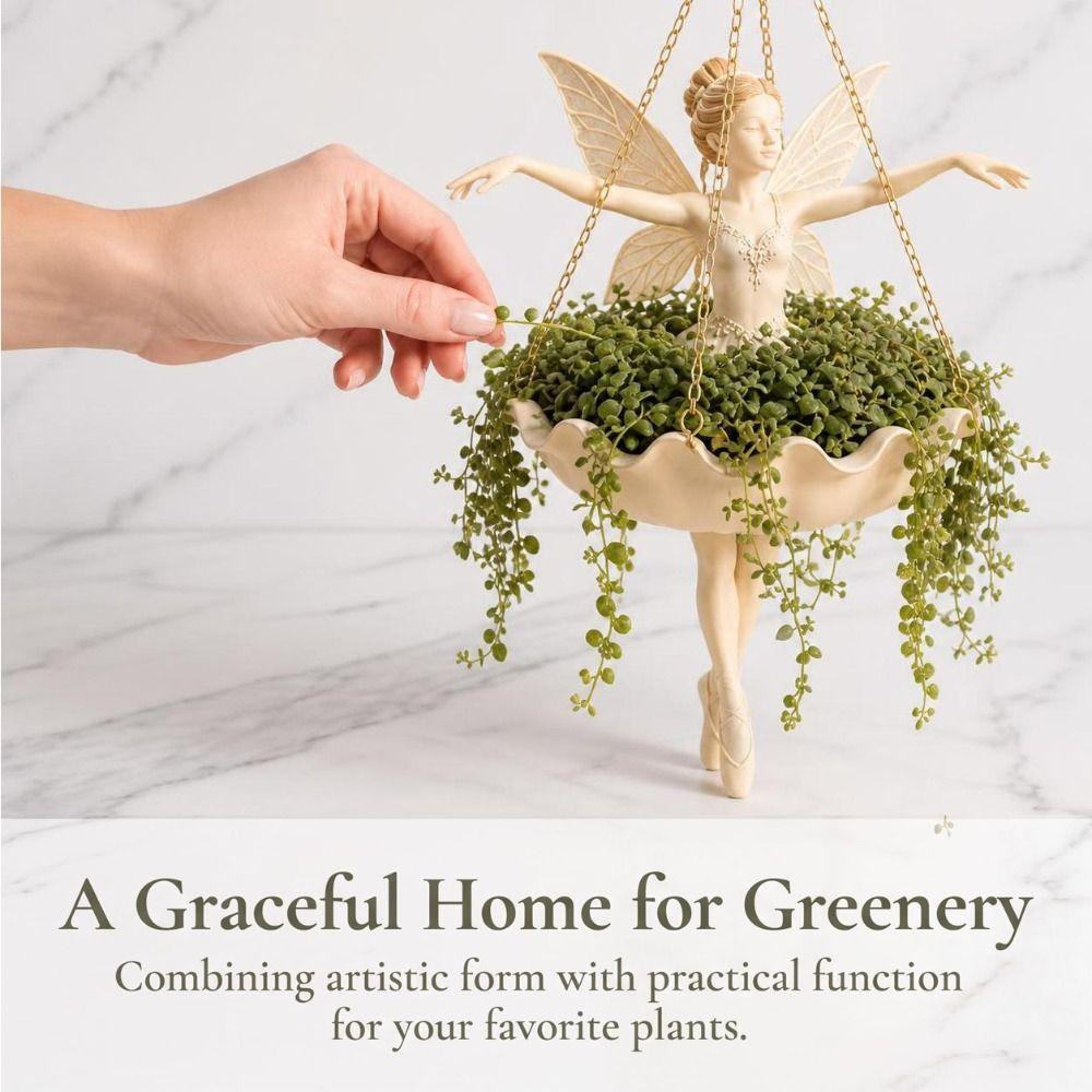 Hanging Chain Fairy Dancer Planter Resin Decorative Plant Holder  Indoor Outdoor Garden
