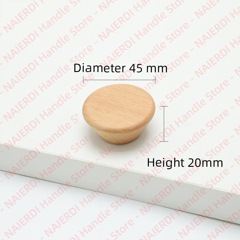 NAIERDI Solid Wood Cabinet Handles Modern Single Hole Wooden Pulls Octagon Round Knobs for Kitchen Cupboard Wardrobe Hardware