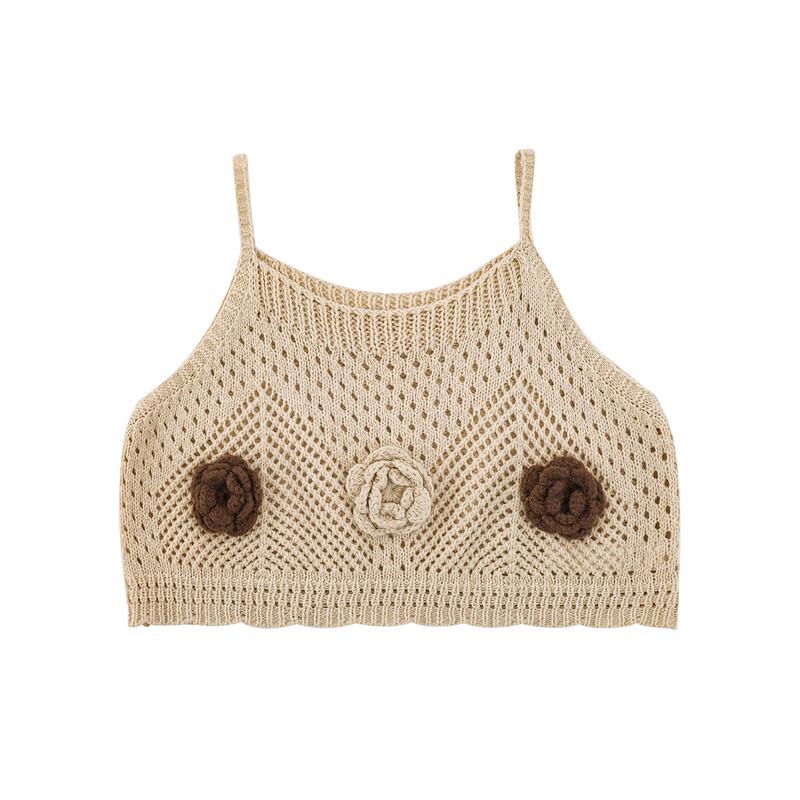 Girls' Korean-Style Rose Hollow Knit Vest