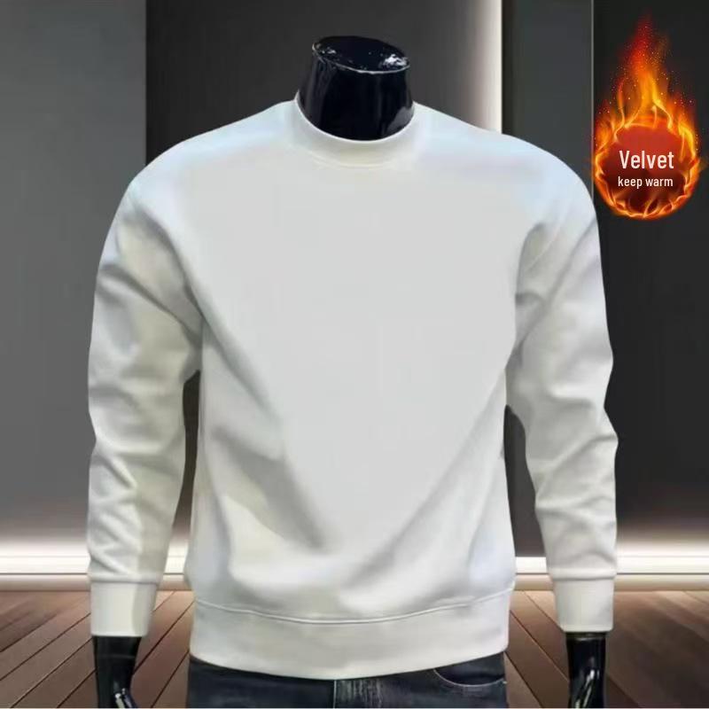 Men's Autumn/Winter Loose Fit Round Neck Sweatshirt - Trendy Long Sleeve, Thickened Plus Velvet