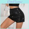Waist High Women Shorts Elastic Shiny Sequin Solid Color Straight Slim Fit Soft Breathable Above Knee Length Club Party Beach Mini Shorts