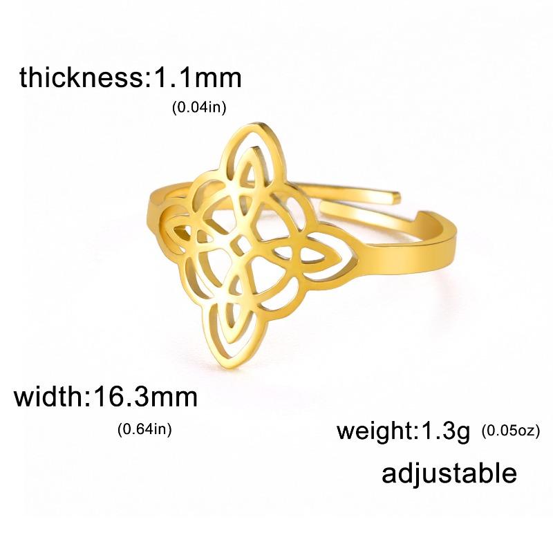 Source 18k Real Gold Plating Does Not Fade, Double Layer Witch Knot Adjustable Stainless Steel Ring