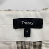 Theory 25Stainless Steel 01-5106411 Cream Linen X Rayon Linear Check Straight Trousers Bottoms 6 Ivory Black CheckUsed