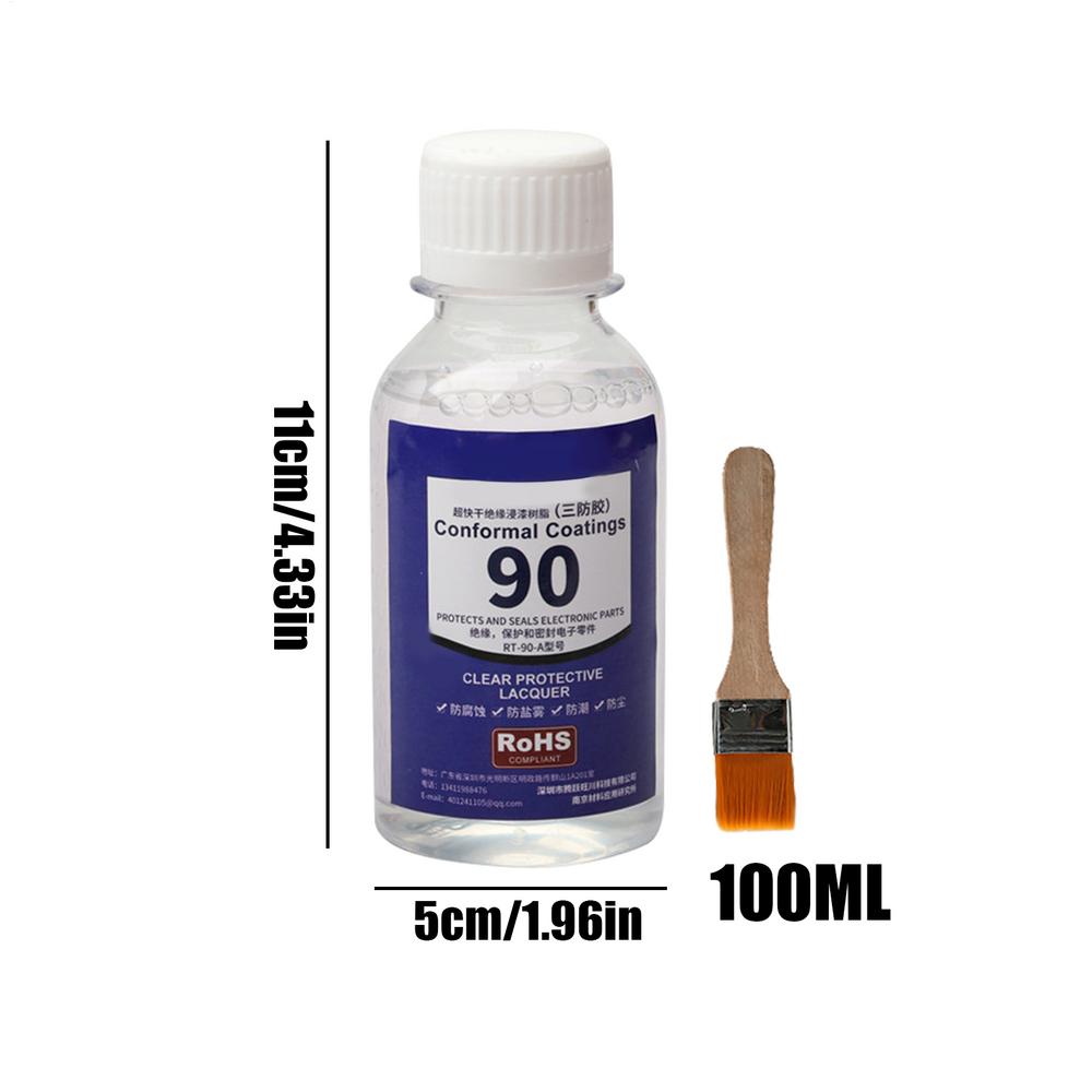 

Electronic Waterproof Coating 100ML Transparent Protective Coating Waterproof Quick-dry Clear Circuit Board Sealant with Brush белый