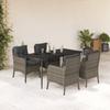 5-Cz. Gartenmöbel-Set mit Kissen, Grau, PE-Rattan