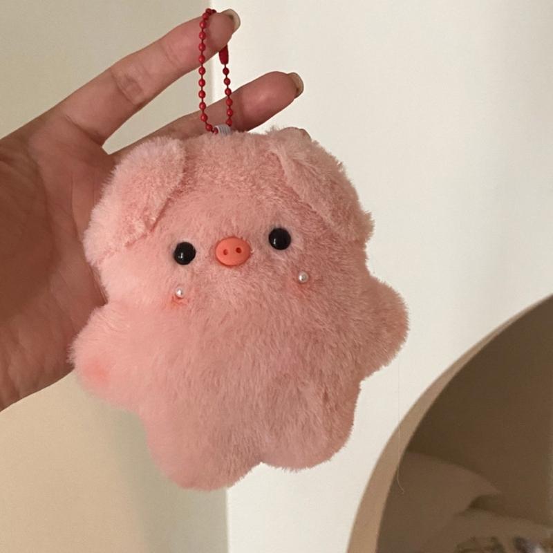 Cute Pink Pig Plush Keychain Pendant Cute Pig Necklace Charm Plush Keychain Plush Material Backpack Pendant Gift for Kid