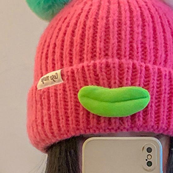 Sausage Mouth Knitting Hat Cartoon Plush Doll Decor Warm Cozy Plush Doll Hat Cold Weather Winter Headwear