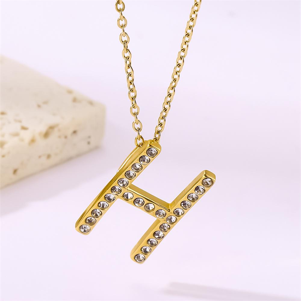 Atoztide Zircon Letter Pendant Necklace for Women Men Full Stone Alphabet Initial Name Monogram Charm Necklace Jewelry Gift