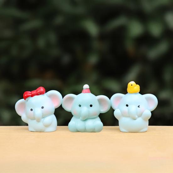 Mini Elephant Figurines Miniature Resin Fairy Garden Elephant Models Micro Moss Landscape DIY Terrarium Crafts for Dollhouse Aquarium Decor