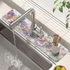 1Pcs Spring Flower & Butterfly Pattern Sink Faucet Absorbent Mat, Drainage Pad, Kitchen Bathroom Sink, Countertop Drain Pad