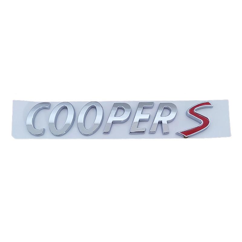 3D ABS Chrome Black  Cooper S Emblem Letters Car Rear Trunk Badge Self-adhesive Sticker Accessories