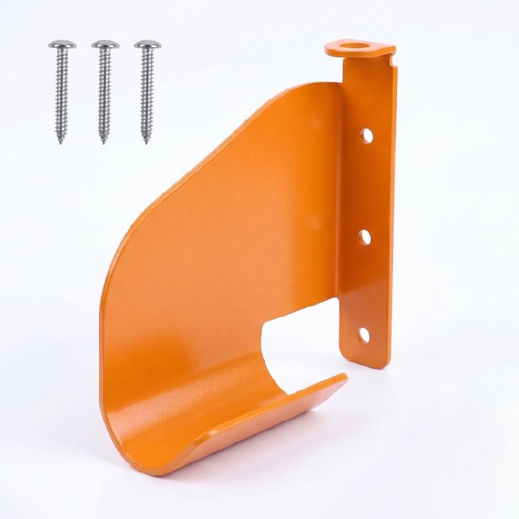 Wall Storage Bracket for Chainsaw Use, Orange Steel Hanger with Upper Lip for Garage, Shed, Workshop, and Tool Room Daily Storage Use