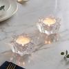 Tealight Candle Holders Candlestick Clear Glass Candle Stand Small Glass Votive Candle Holders with Textured for Shelf Use and Home Room Accent Use