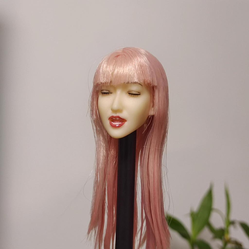 Toys Hobbies Scale Action Figure Compatible with TBLeague Pearl White Closed Pink Long Beautiful Asian Female Head and Clothes Not & [TOYBARJAPAN] 1/6