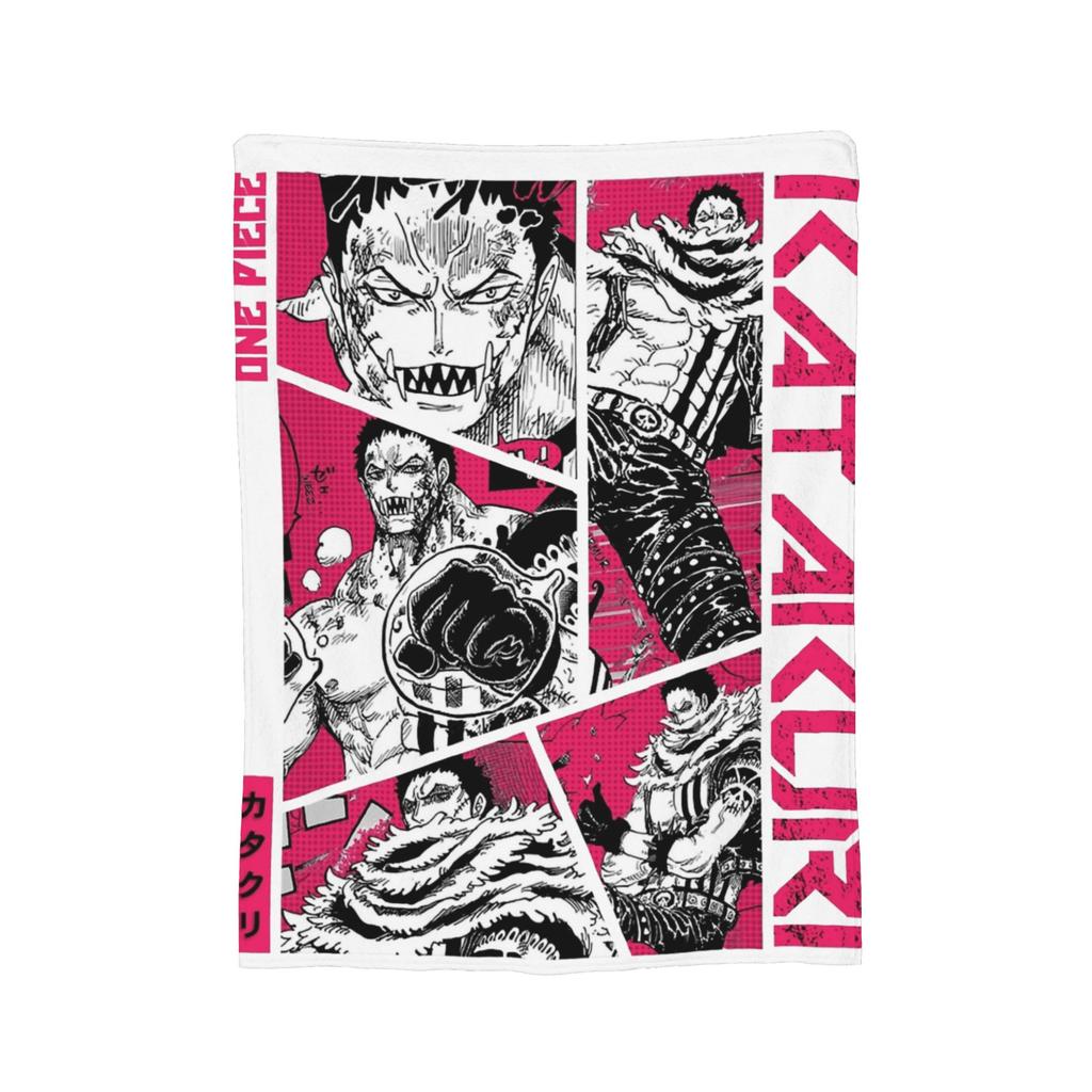 Katakuri Figure Flannel Blankets Monkey D Luffy Awesome Throw Blankets for Bed Sofa Couch 125*100cm Bedspread