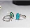 Synthetischer Blauer Paraiba Kristall Taubenei Edelstein Damen Smaragd Diamant Ring