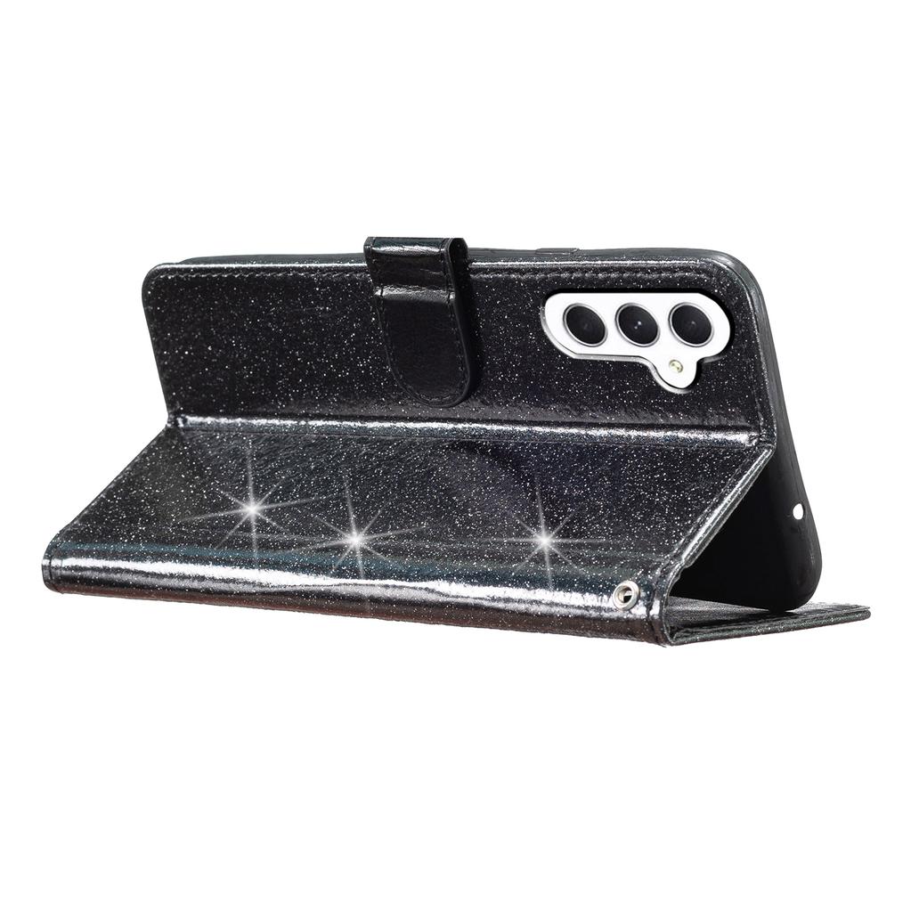 For Samsung Galaxy A25 5G (Global) (161.0 X 76.5 X 8.3mm) Glittery PU Leather Case Wallet Stand Anti-scratch Phone Cover