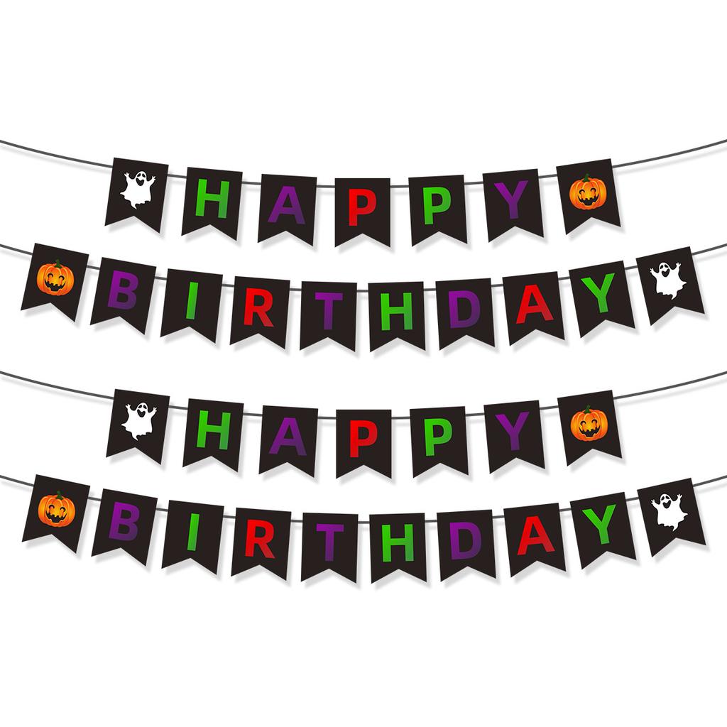 Halloween Haunted House School Party Arrangement Banner Happy Halloween