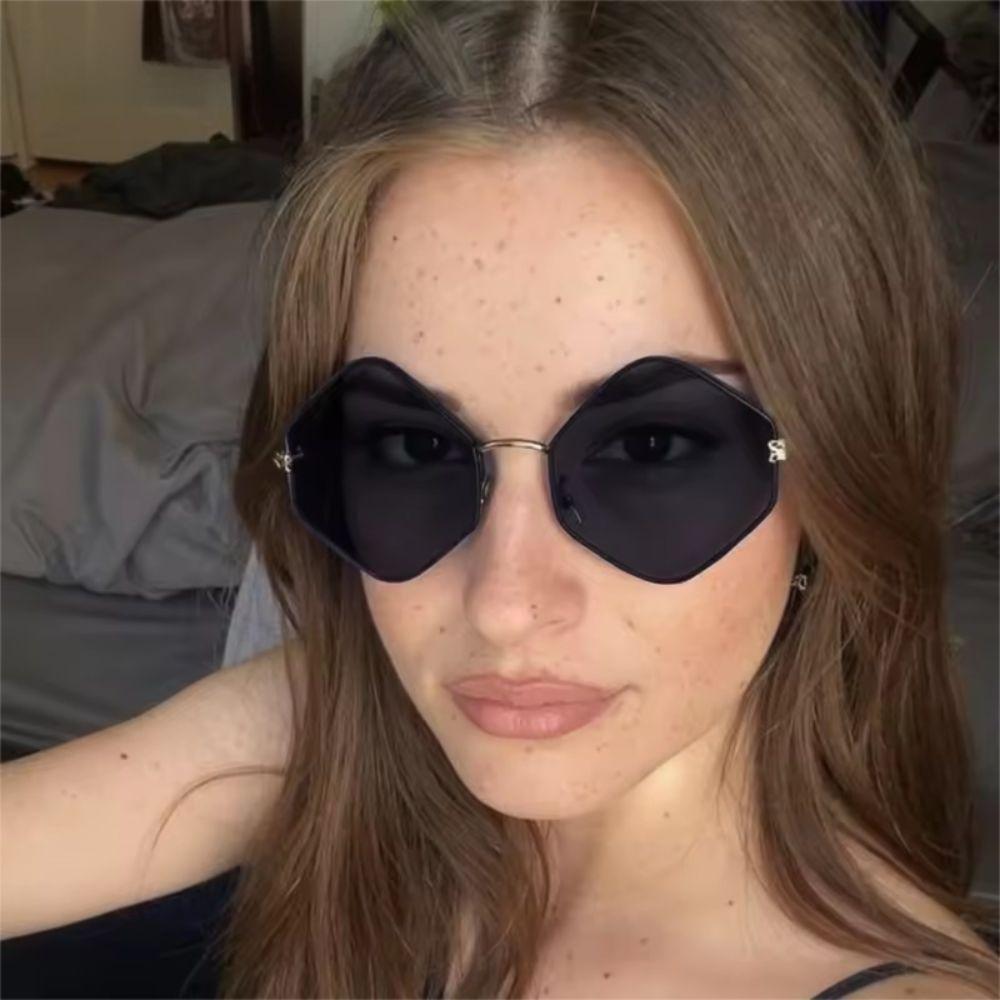 Metal Frame Sun Glasses Hexagon Shades Eyewear Classic Polygon Sunglasses  Unisex