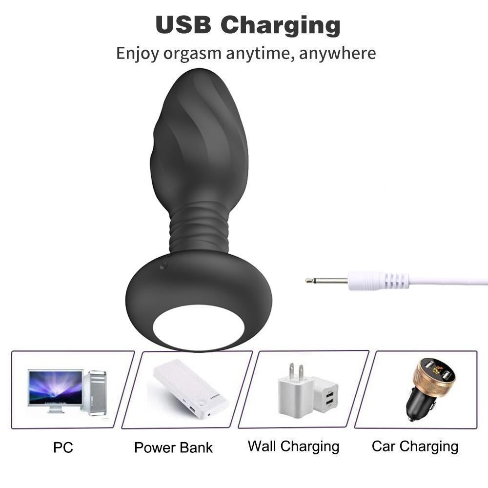 Glowing Vibrating Swing Anal Plug Massager - Torsional & Wriggling Vibrator for Backyard Delight