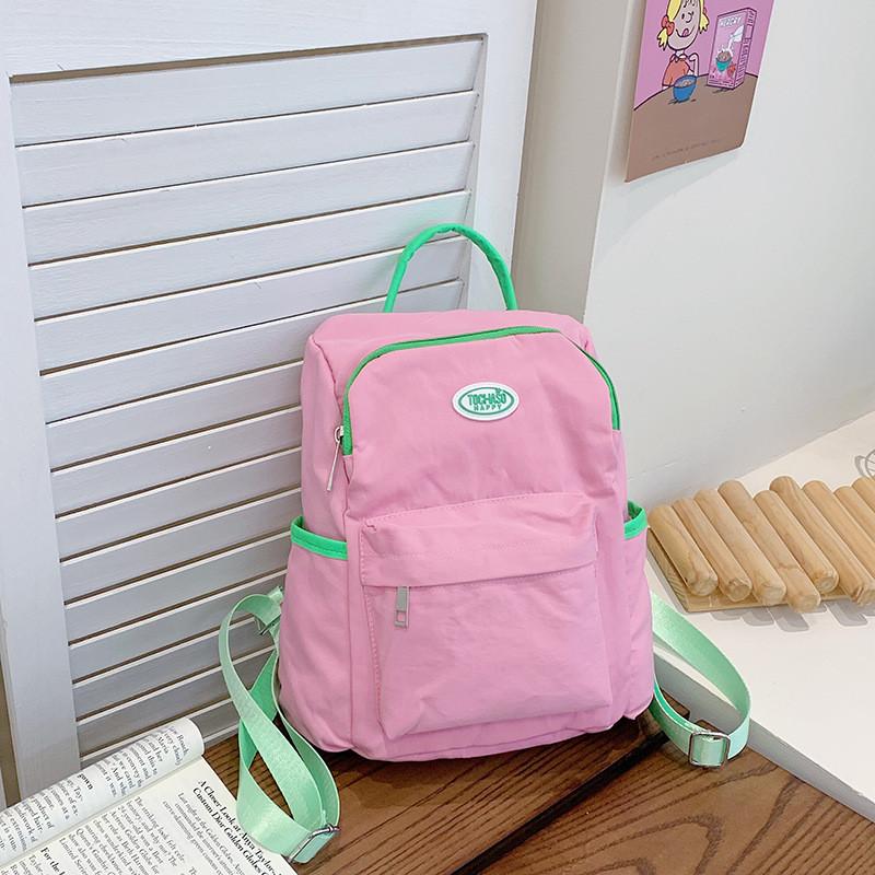 Nursery Kids Dual Color Nylon Backpack With Spacious Compartments For School And Play