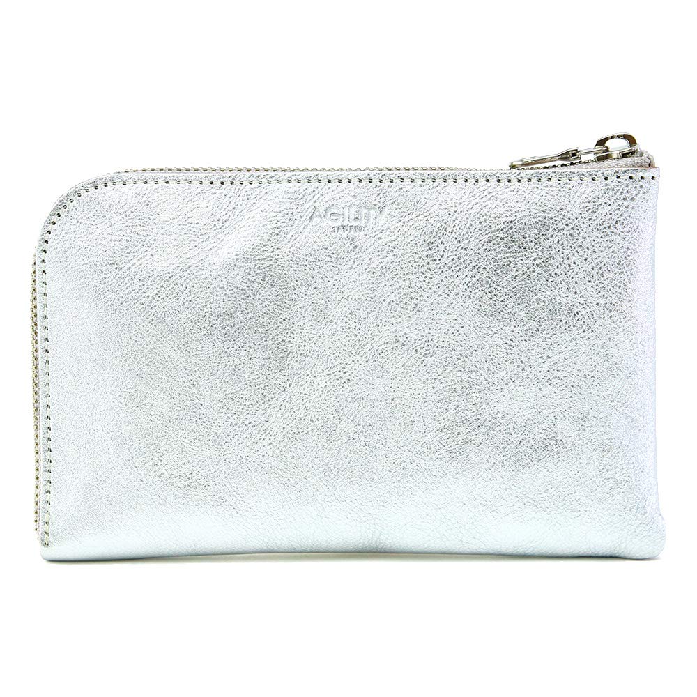 

AGILITY affa Voyage Long Wallet with L-Shaped Zipper, Passport Holder, Gold and Silver, Women s